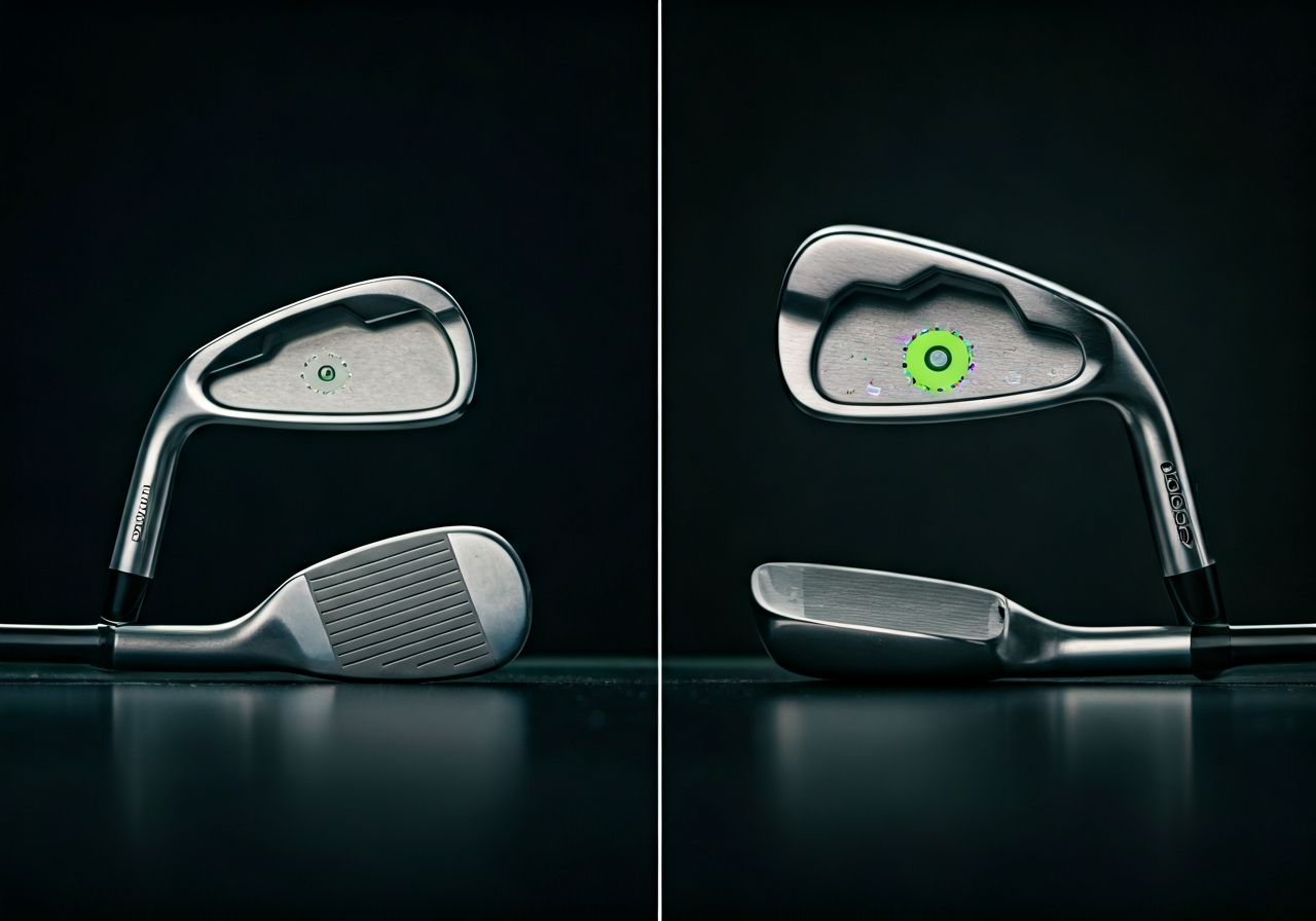 Heel toe dispersion comparison chart: Mizuno MP 60 vs Srixon ZX7 iron miss results