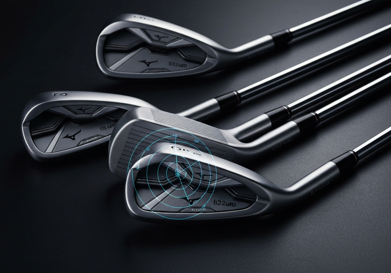 Radar chart comparing Mizuno vs Titleist vs Callaway iron performance attributes