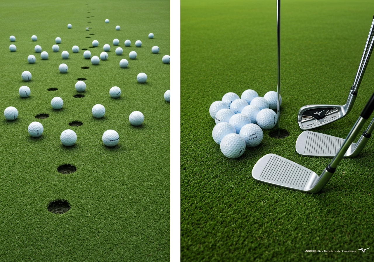 Shot dispersion comparison showing improved consistency with Mizuno irons