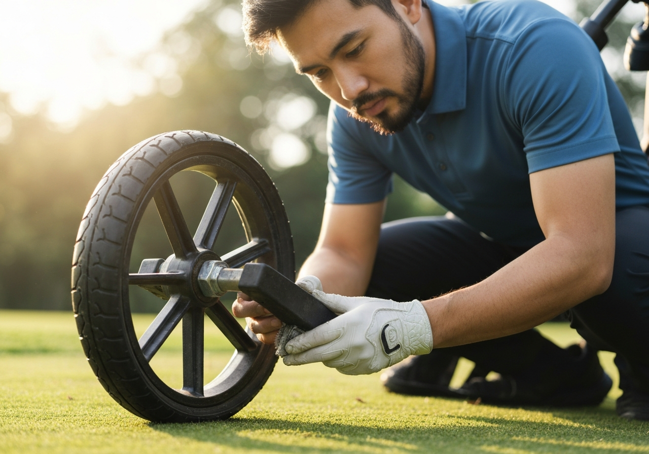 Maintenance of push golf trolley wheels and frame to extend lifespan