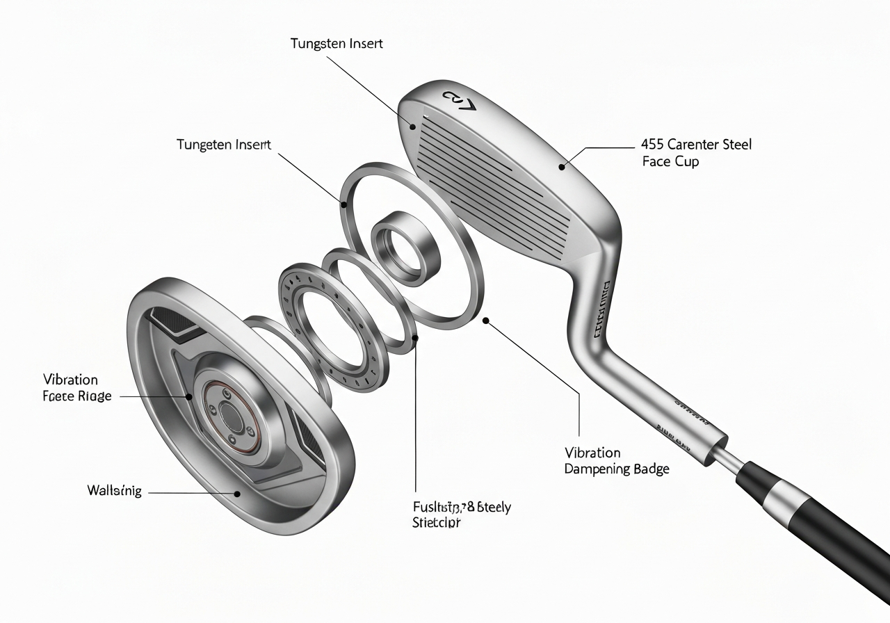 Callaway Fusion Iron internal technology diagram - tungsten core and face cup