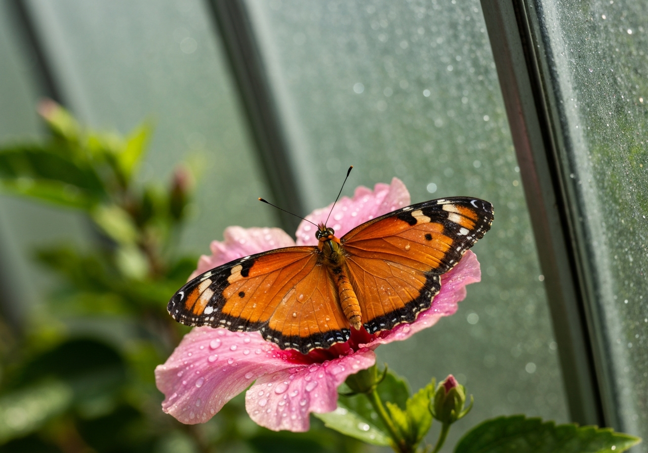 Butterfly resting on a flower in Callaway Gardens Butterfly Conservatory