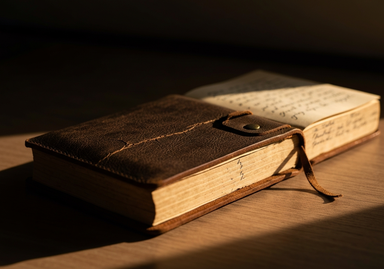Journal pages showing handwritten notes about memory and identity