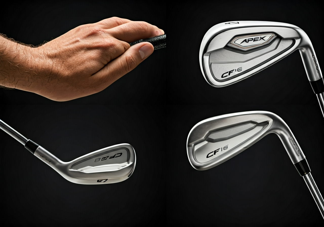 Golfer hands on Callaway Apex CF16 irons showing feel