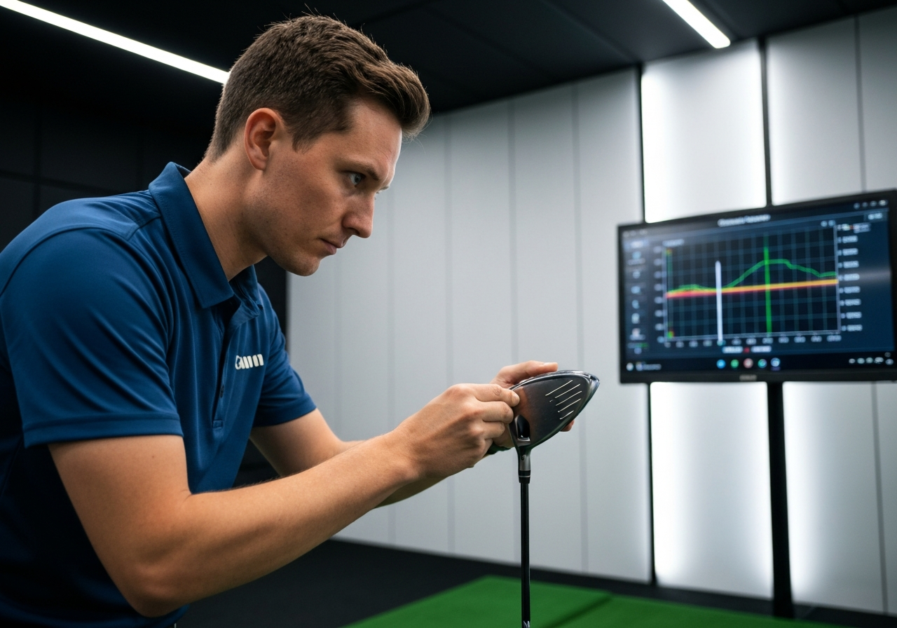 Custom fitting session for Callaway irons with launch monitor and golfer