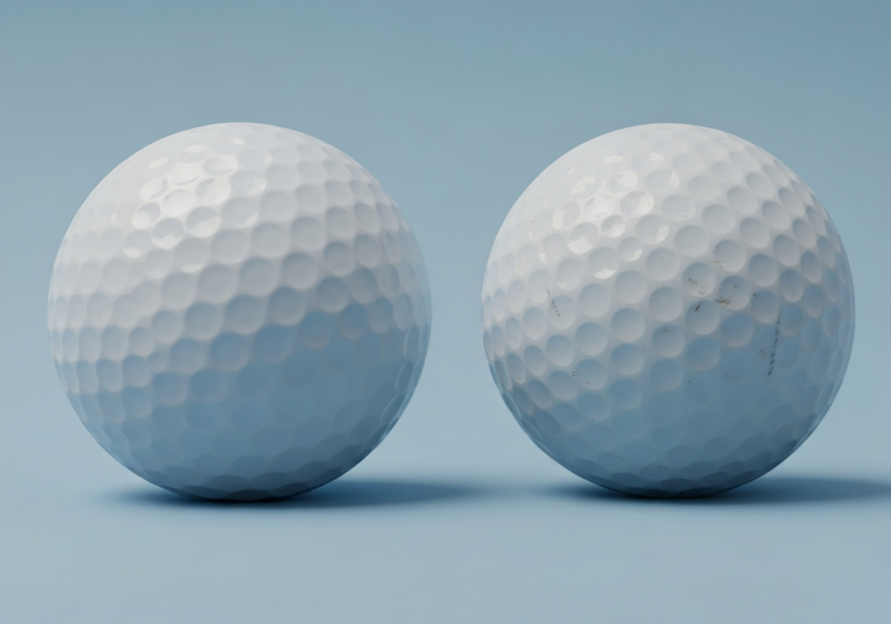 Callaway Supersoft Matte Golf Balls Review: Style and Performance (2026) 2 New vs. used Callaway Supersoft Matte golf ball showing wear