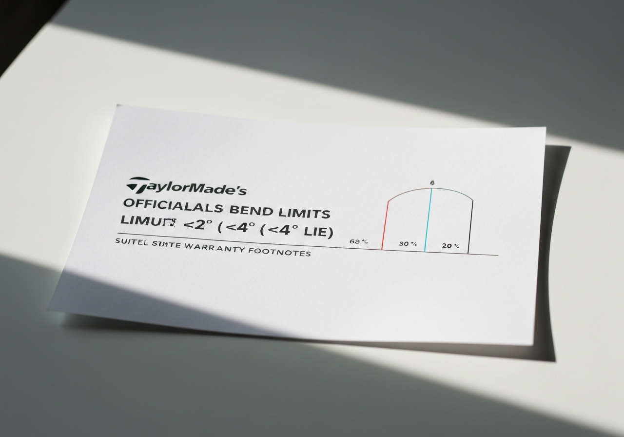 Table of Taylormade P790 bend limits and warranty implications