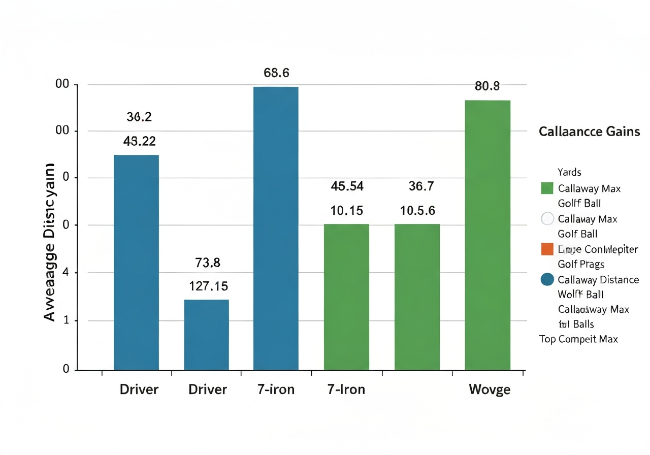 Distance gain comparison chart for Callaway Max golf ball