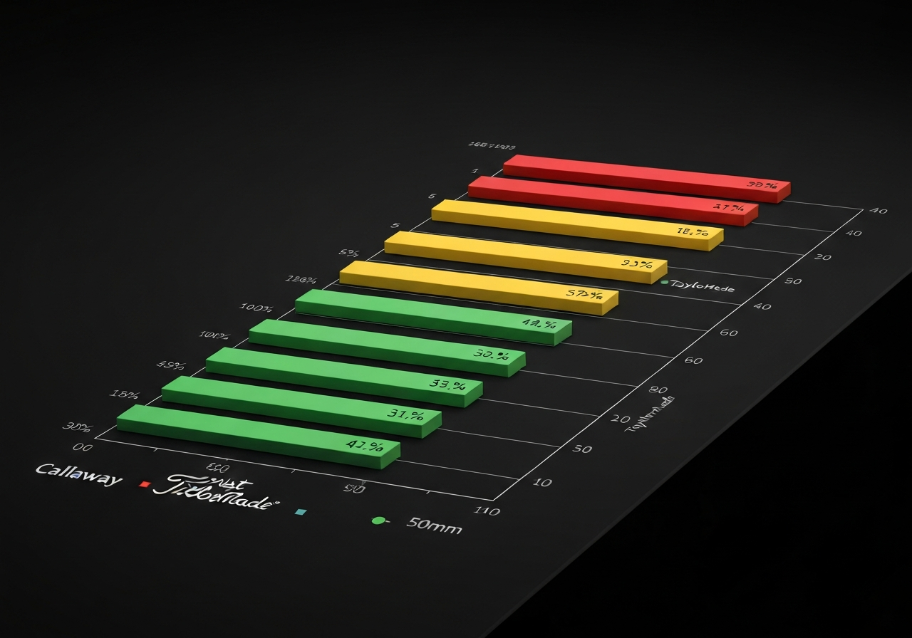 Bar chart of cost per yard for Callaway, Titleist, and TaylorMade drivers in 2026