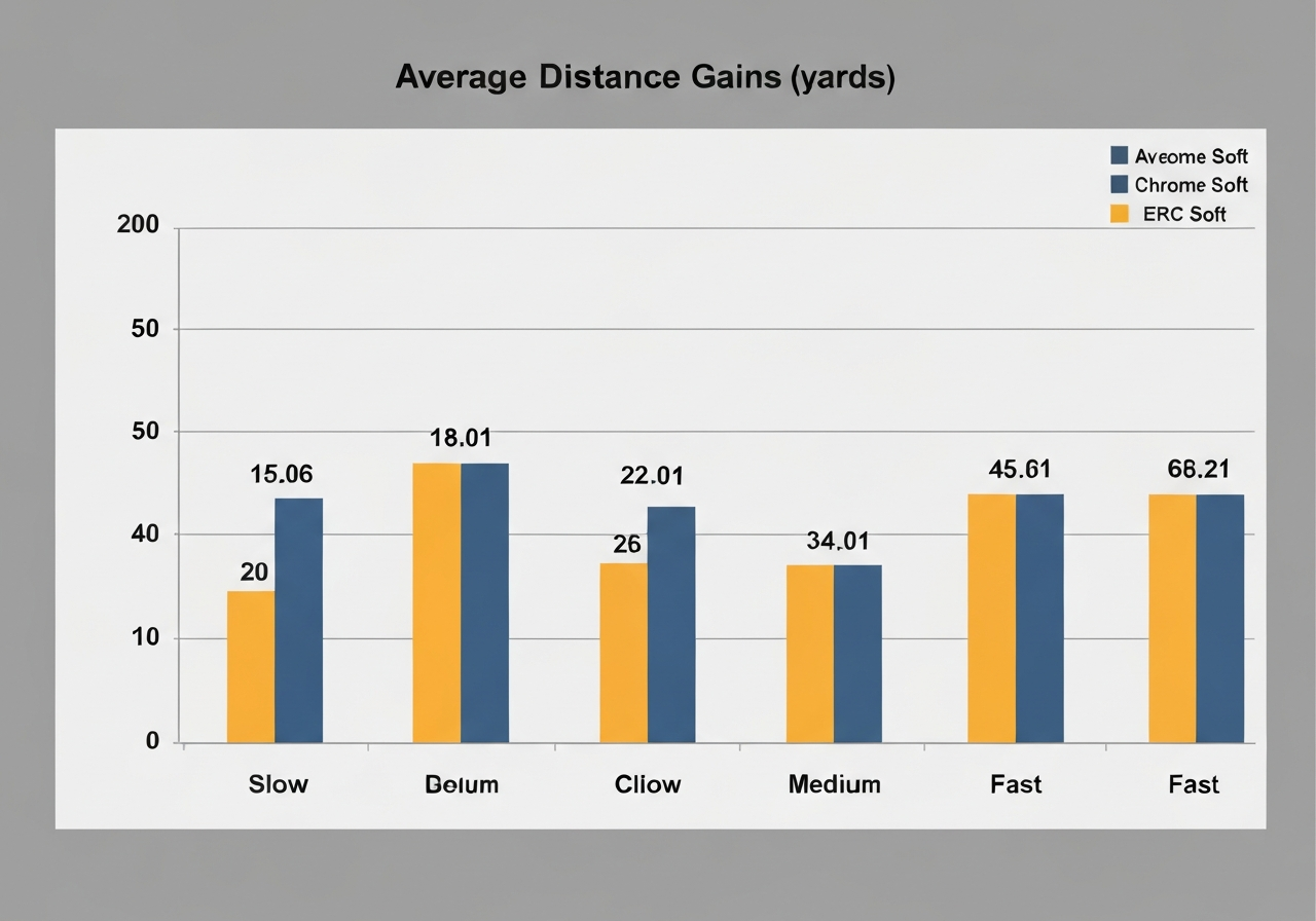 Distance performance chart Chrome Soft vs ERC Soft by swing speed 2026