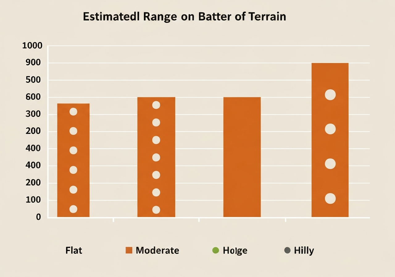 Battery range chart for Click Golf Trolley under different terrains