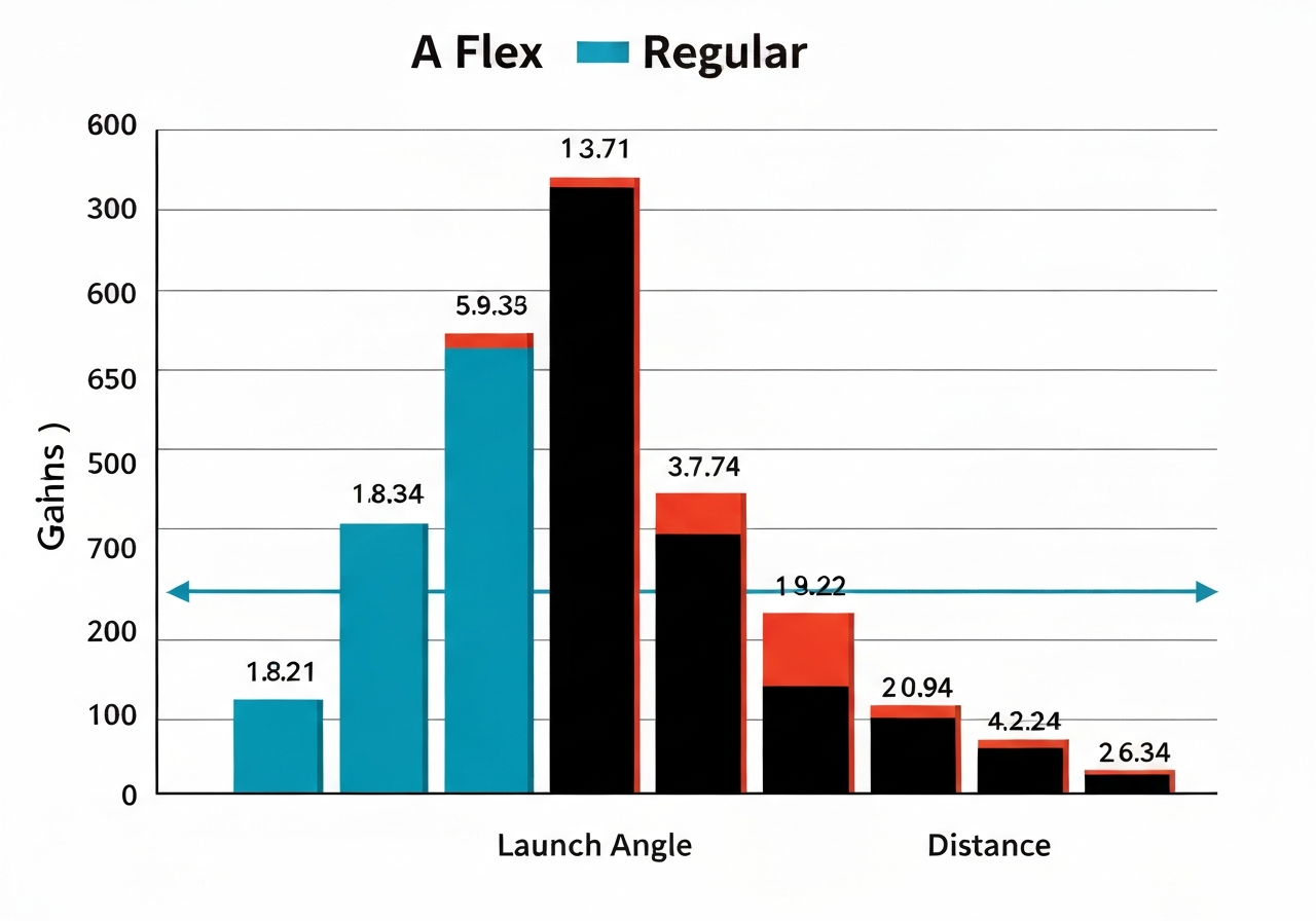 Launch monitor data comparing A Flex and Regular shaft performance