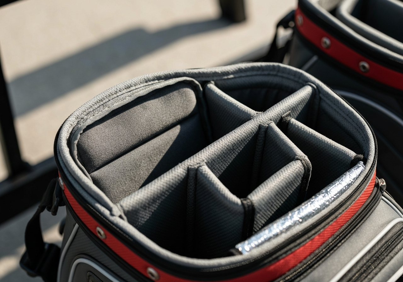 Inside view of golf cart bag storage layout