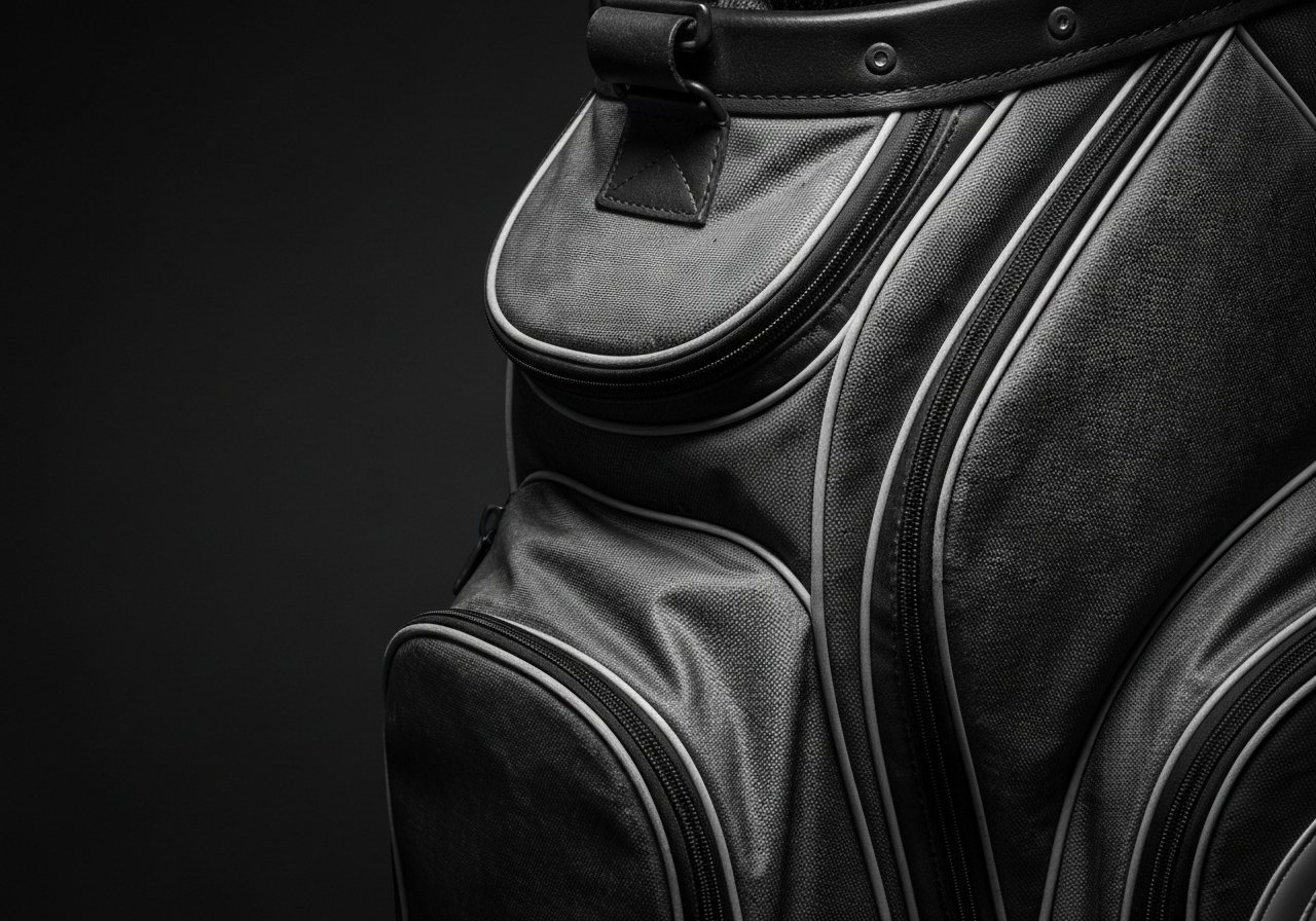 Golf cart bag interior with dividers and cooler pocket
