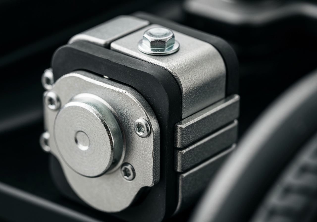 Luggage cart swivel lock and brake close up