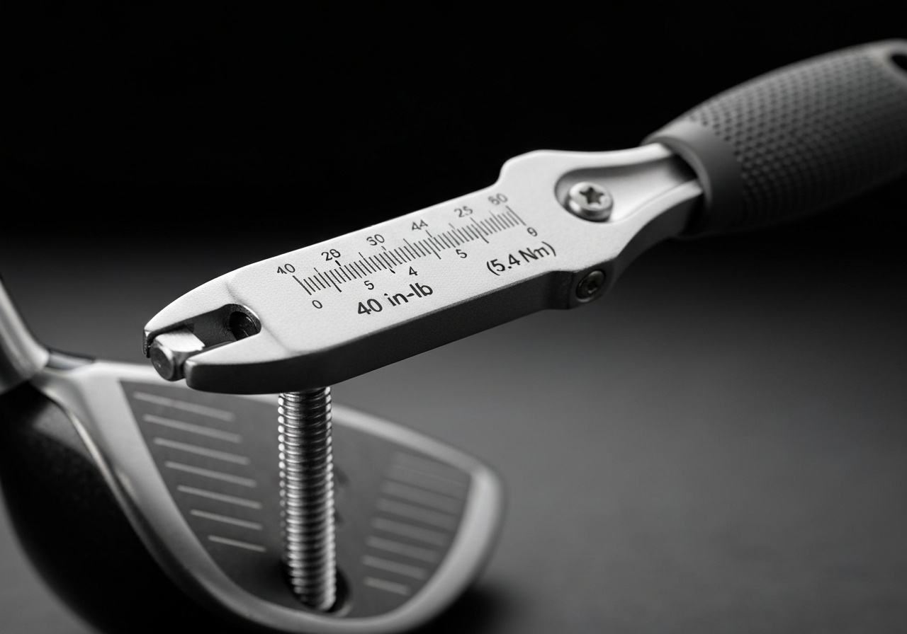 Torque wrench applying 40 inchâpounds to Callaway X2 Hot Driver hosel screw