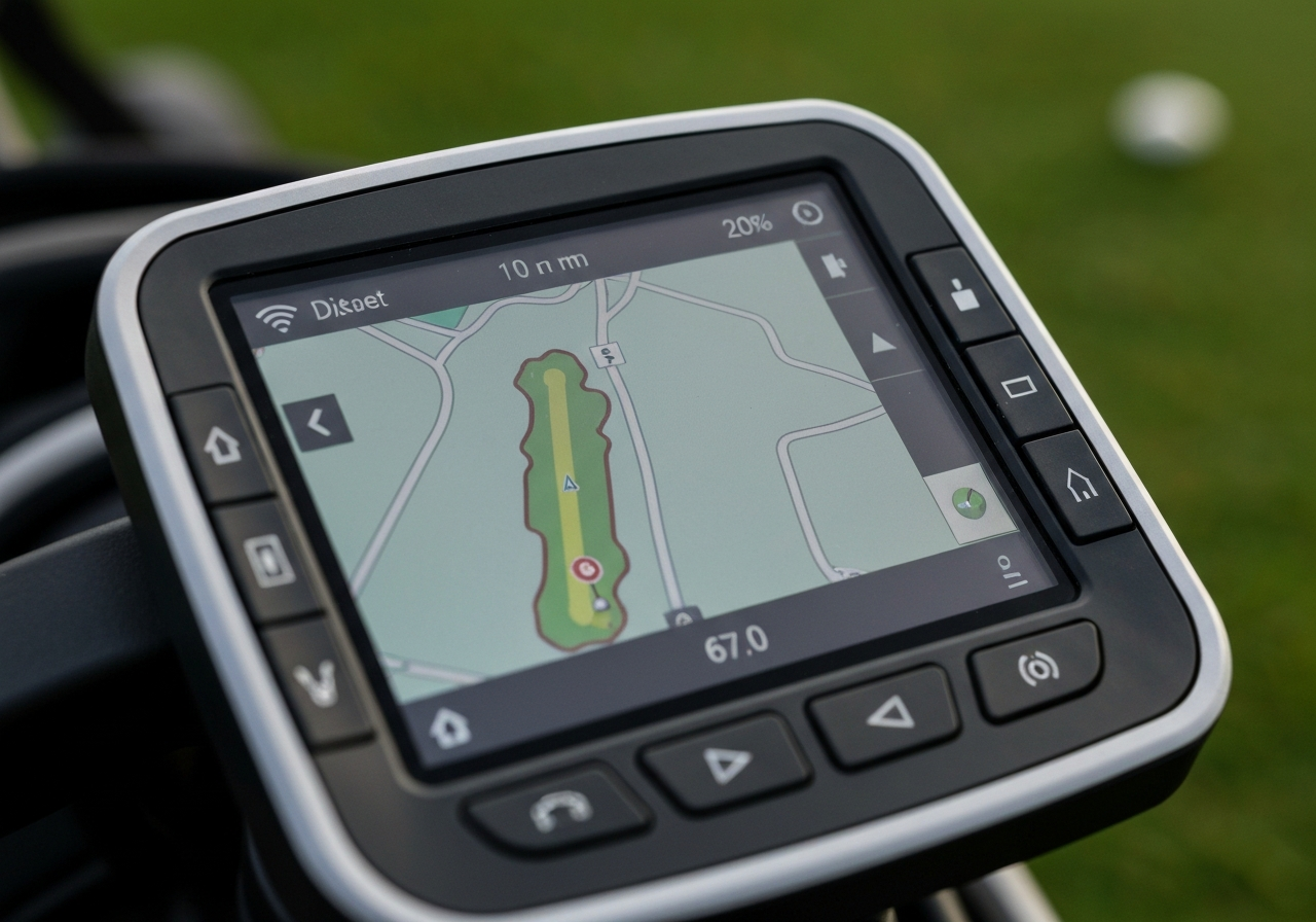 Golf trolley GPS screen showing course layout