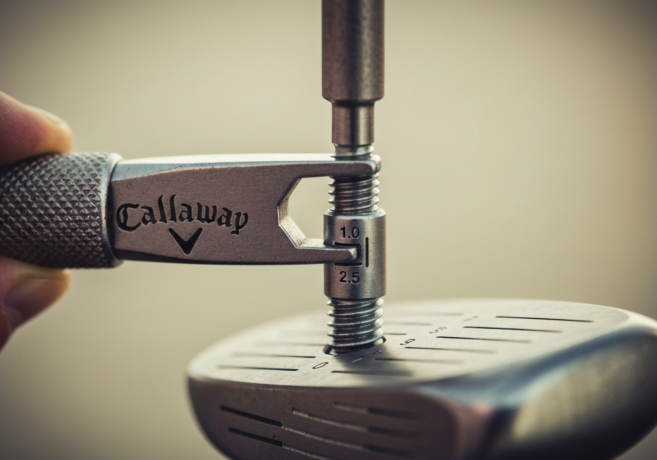 Callaway loft wrench adjusting the hosel on a Rogue driver