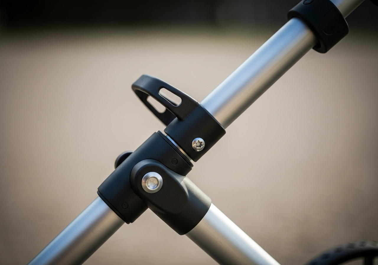 Titleist 2000 Golf Trolley Review: Performance and Value (2026) 1 Titleist 2000 golf trolley frame and ergonomic handle close up