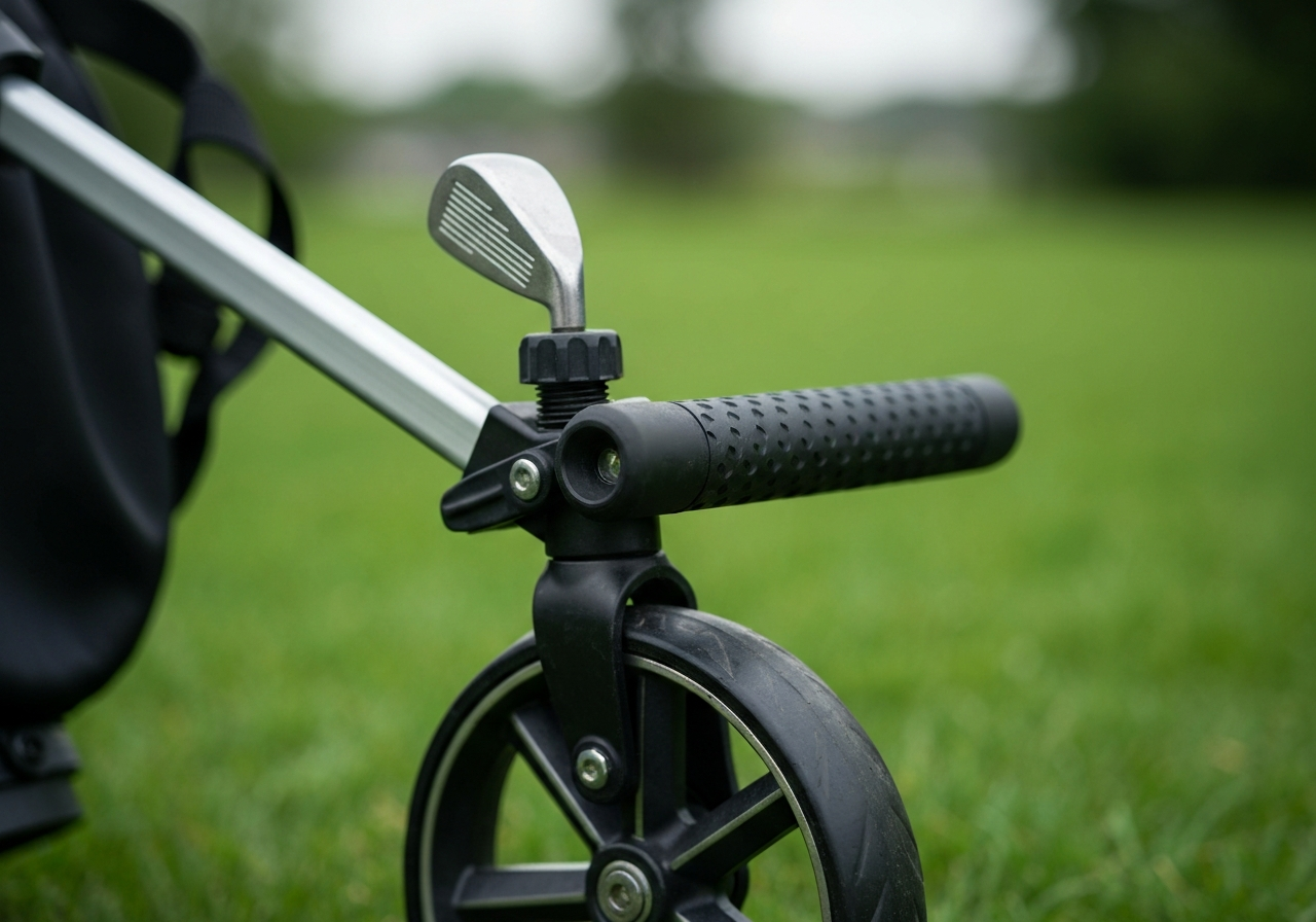 Close-up of Eze Glide Cruiser front wheel and handle