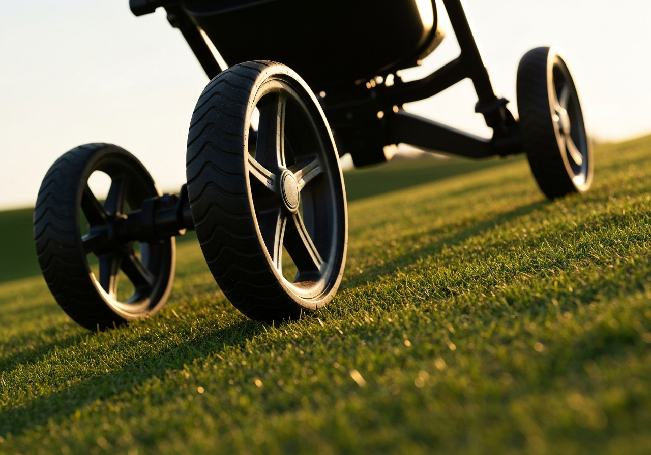 Stewart Golf trolley handling uphill slope on fairway