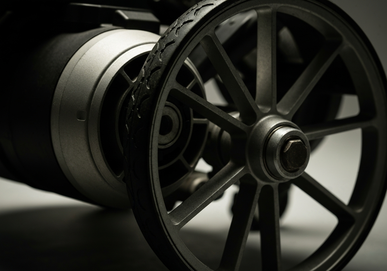 Closeâup of golf trolley motor and wheel detail