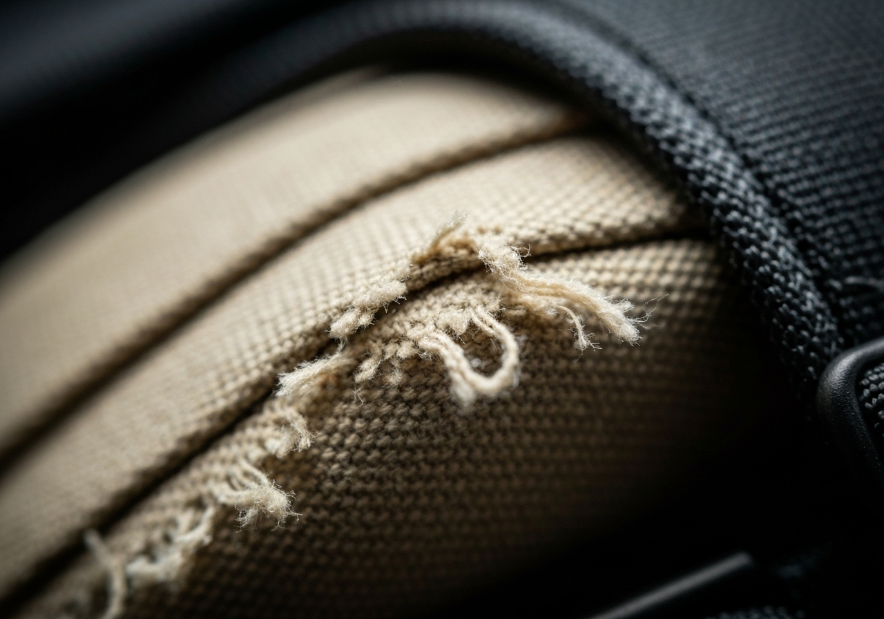 How to Strap Bag to Zuca Cart: Secure Methods (2026) 2 Worn nylon strap showing frayed edges and UV discoloration on a Zuca cart