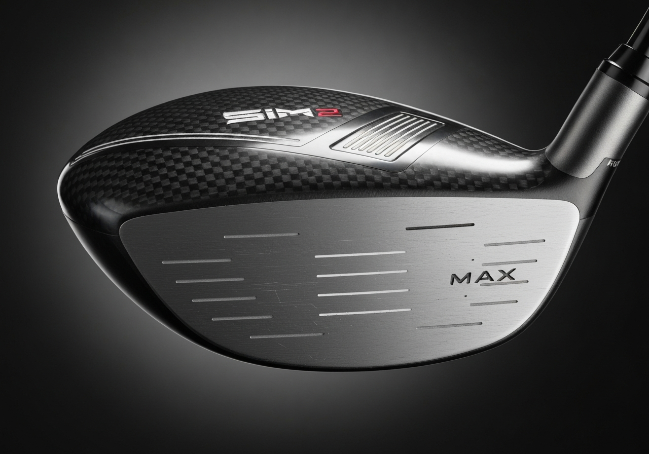 Closeup of Stealth 2 carbon face and SIM2 Max sole design