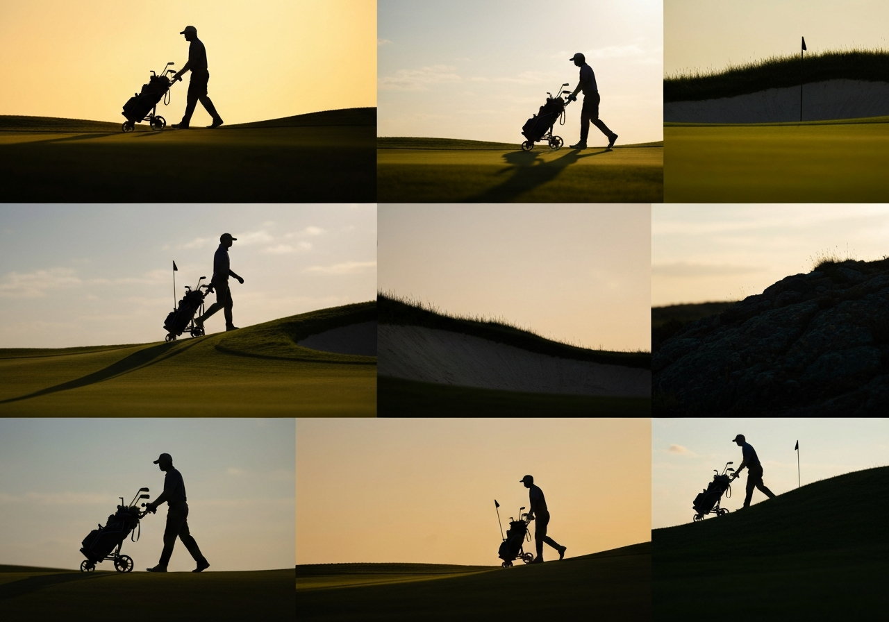 Golfers using Stewart X7 trolley on hills and flat courses