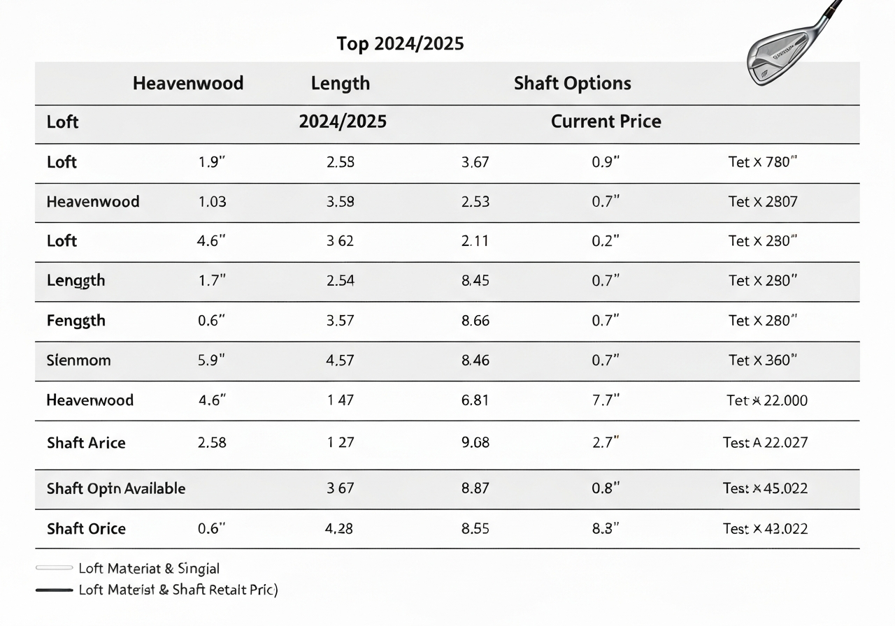 Table comparing Callaway Heavenwood with TaylorMade Qi10, Cobra KING RADSPEED, and Srixon ZX utility clubs