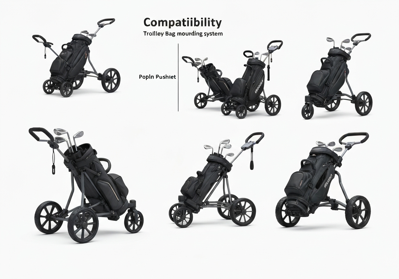 Compatibility chart for golf trolley bags and push carts