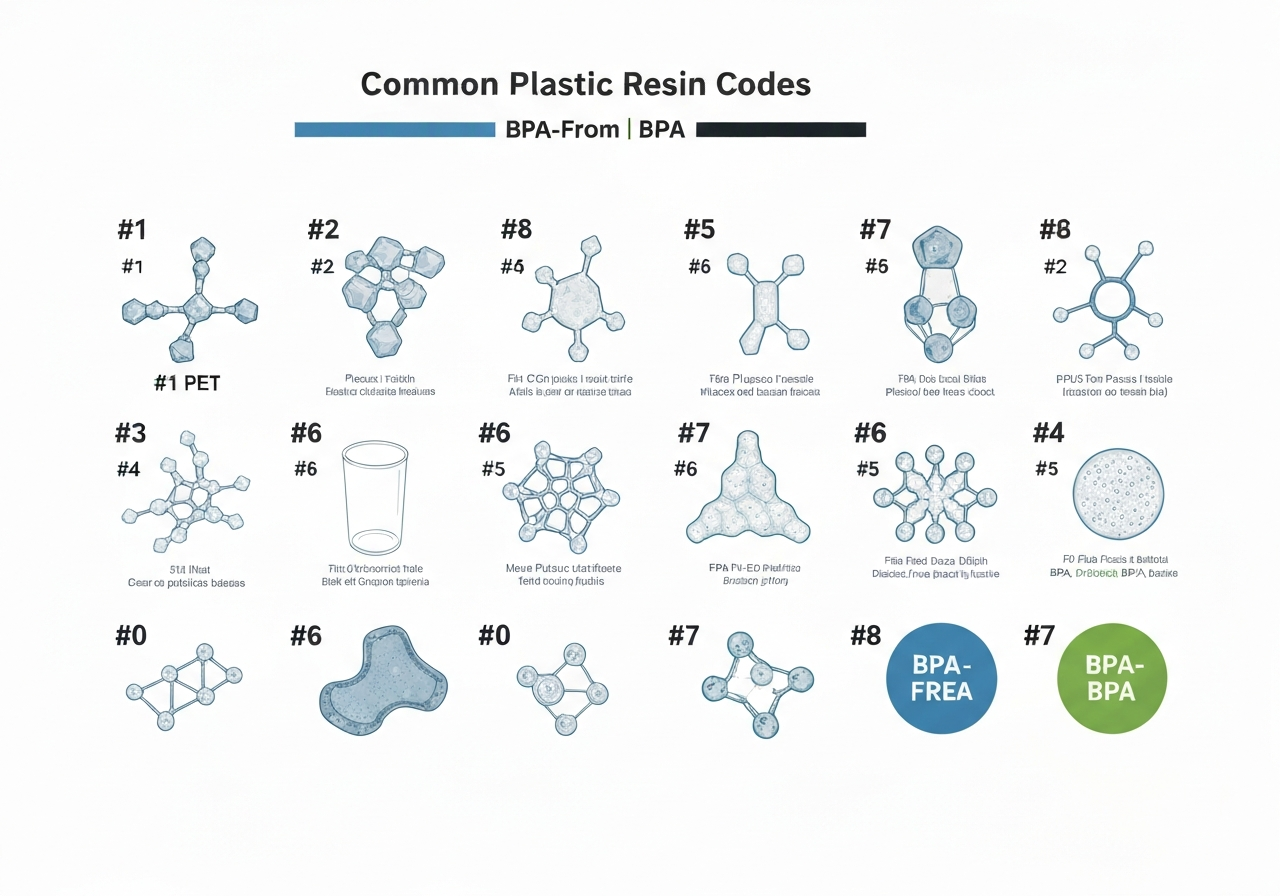 Plastic resin identification chart showing BPA free codes
