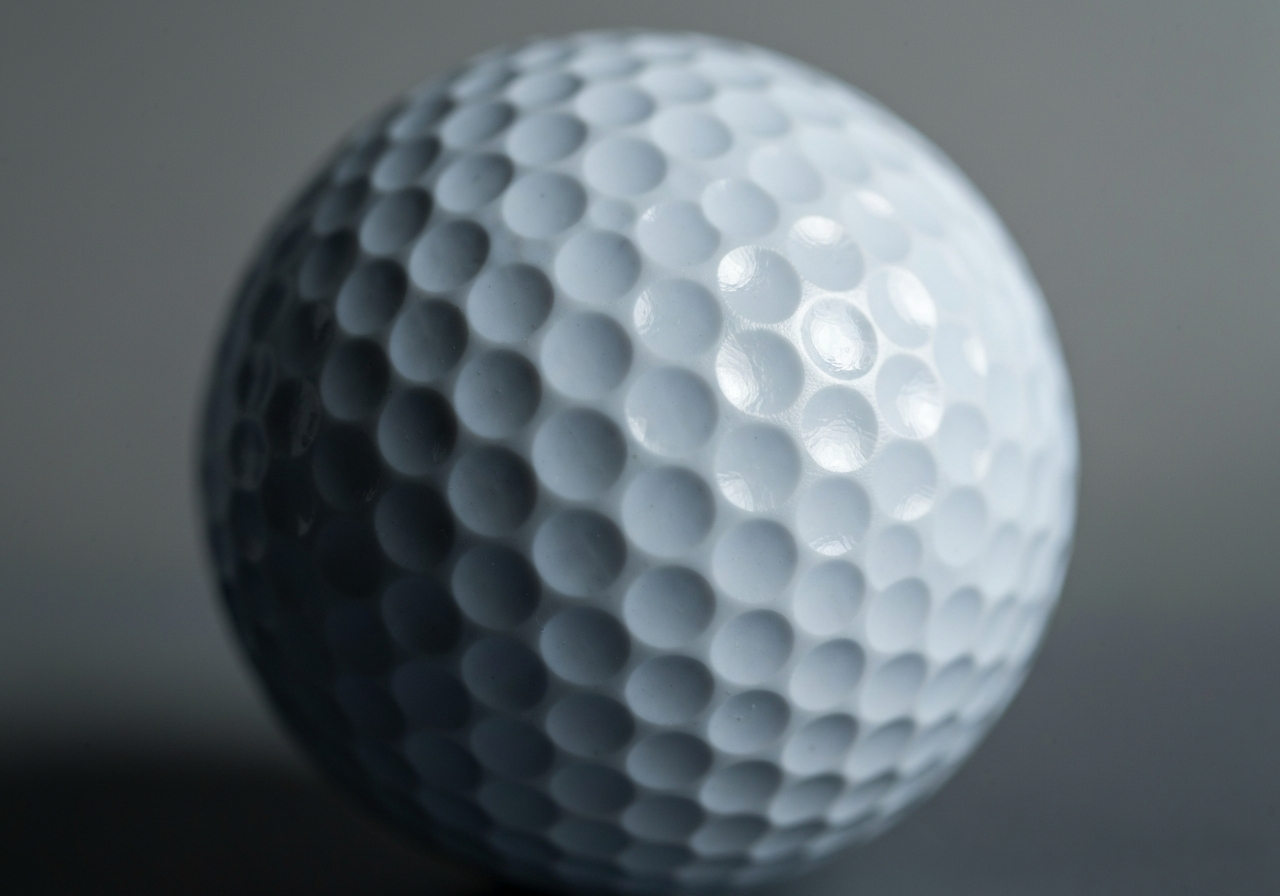Close-up of HEX Aerodynamics dimple pattern on Callaway Max golf ball