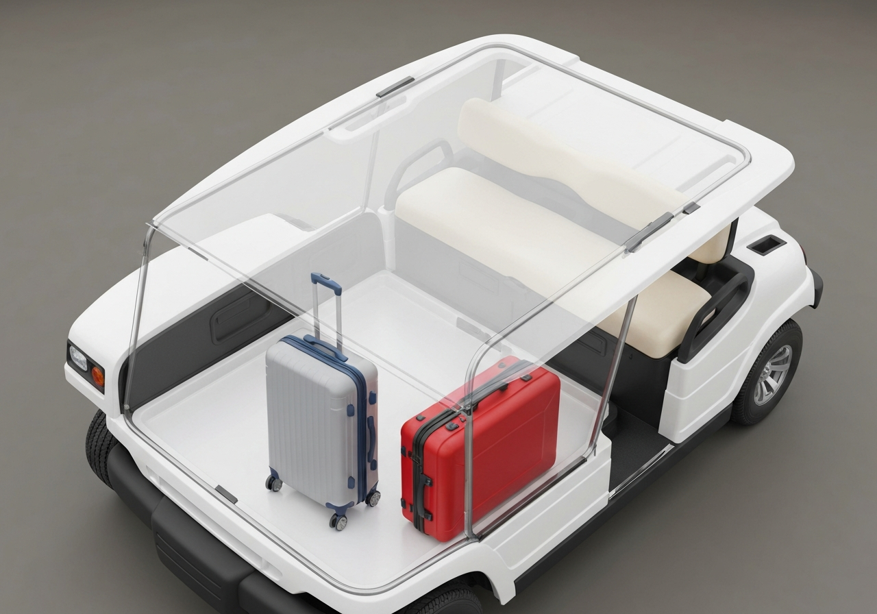 Volume diagram of luggage cart with bag silhouettes
