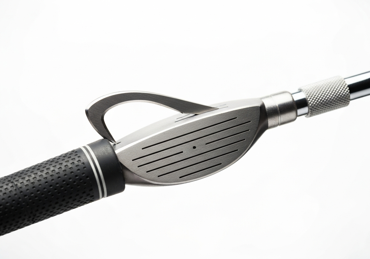 Illustration of safe grip removal technique using a hook blade on a golf shaft
