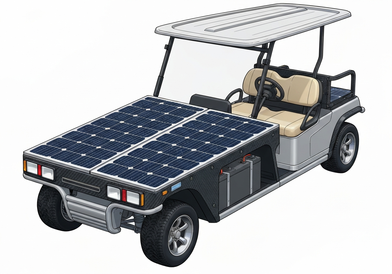 Solarâassisted charging system on an electric golf trolley