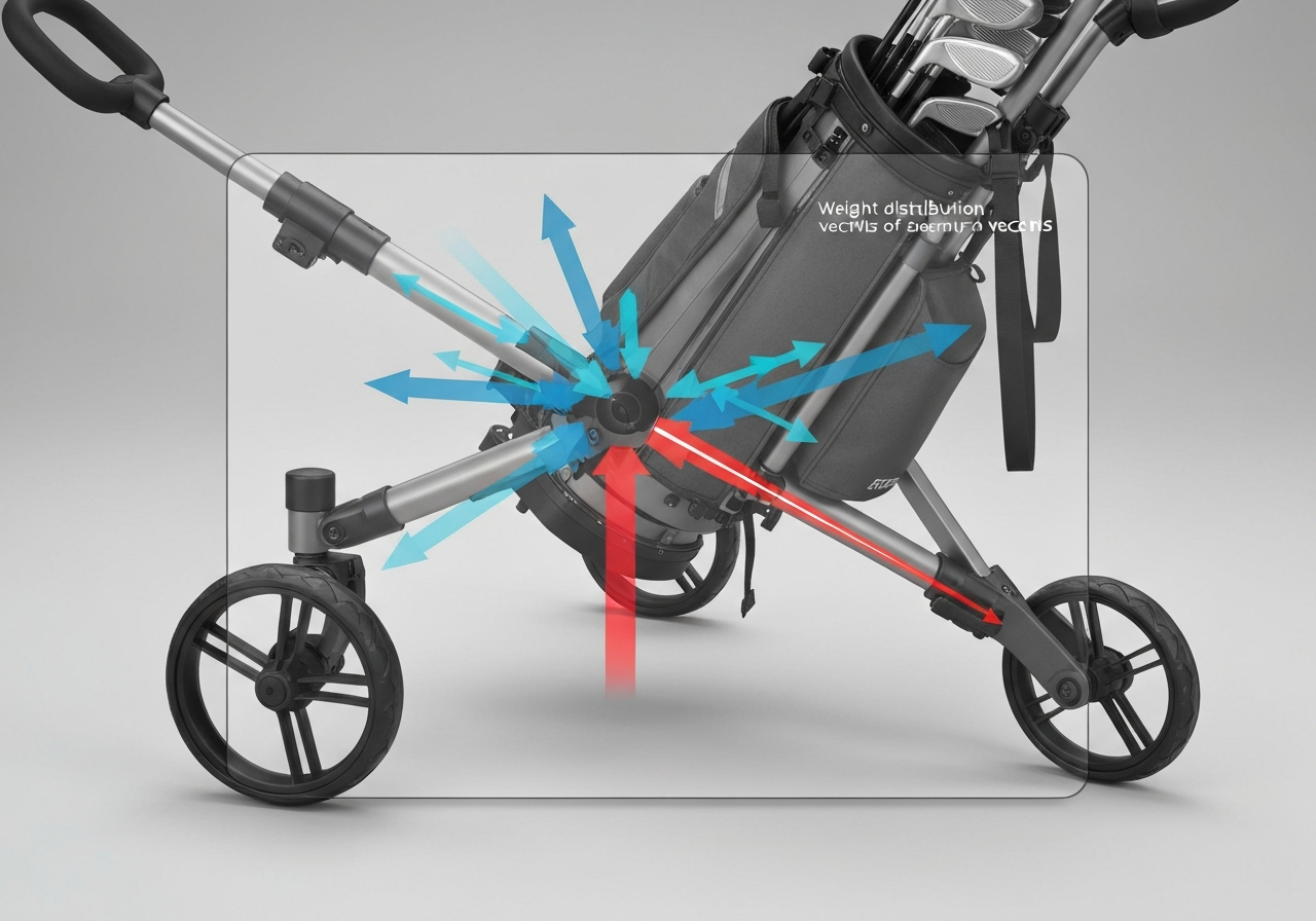 Weight distribution diagram for electric golf trolley stability