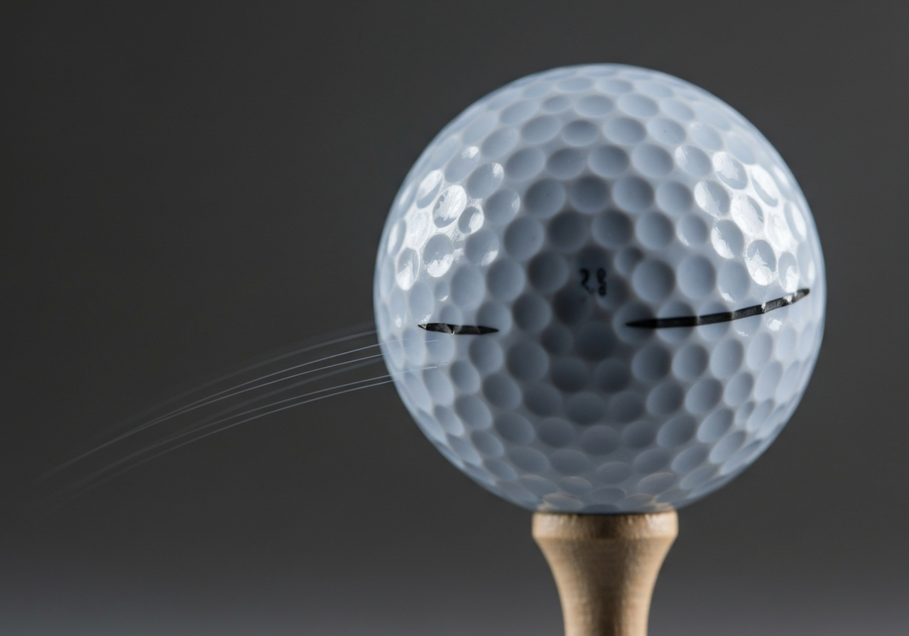 Graphic of low compression golf ball showing high launch for slow swing speeds