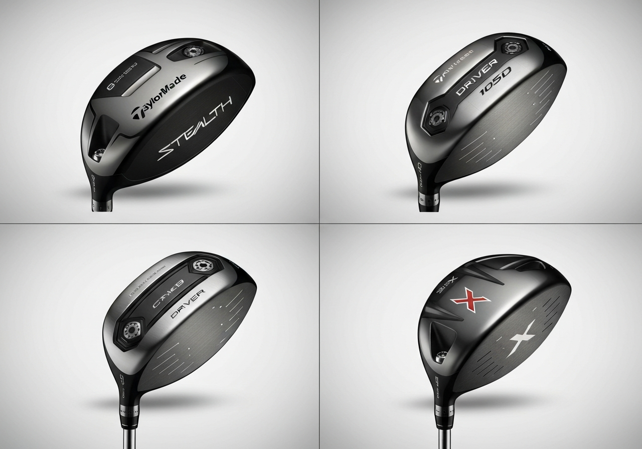 TaylorMade Stealth and Qi10 drivers displayed together
