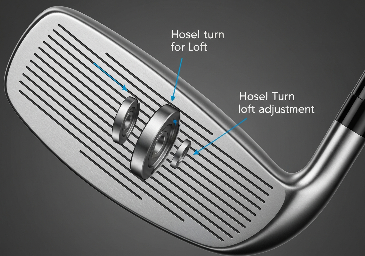 Stepâbyâstep diagram of loft adjustment on Callaway Rogue Sub Zero driver