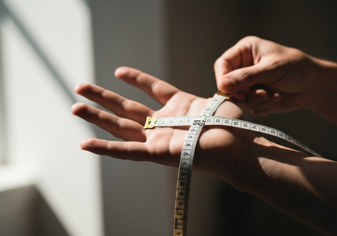 Hand measurement guide for selecting mitten size