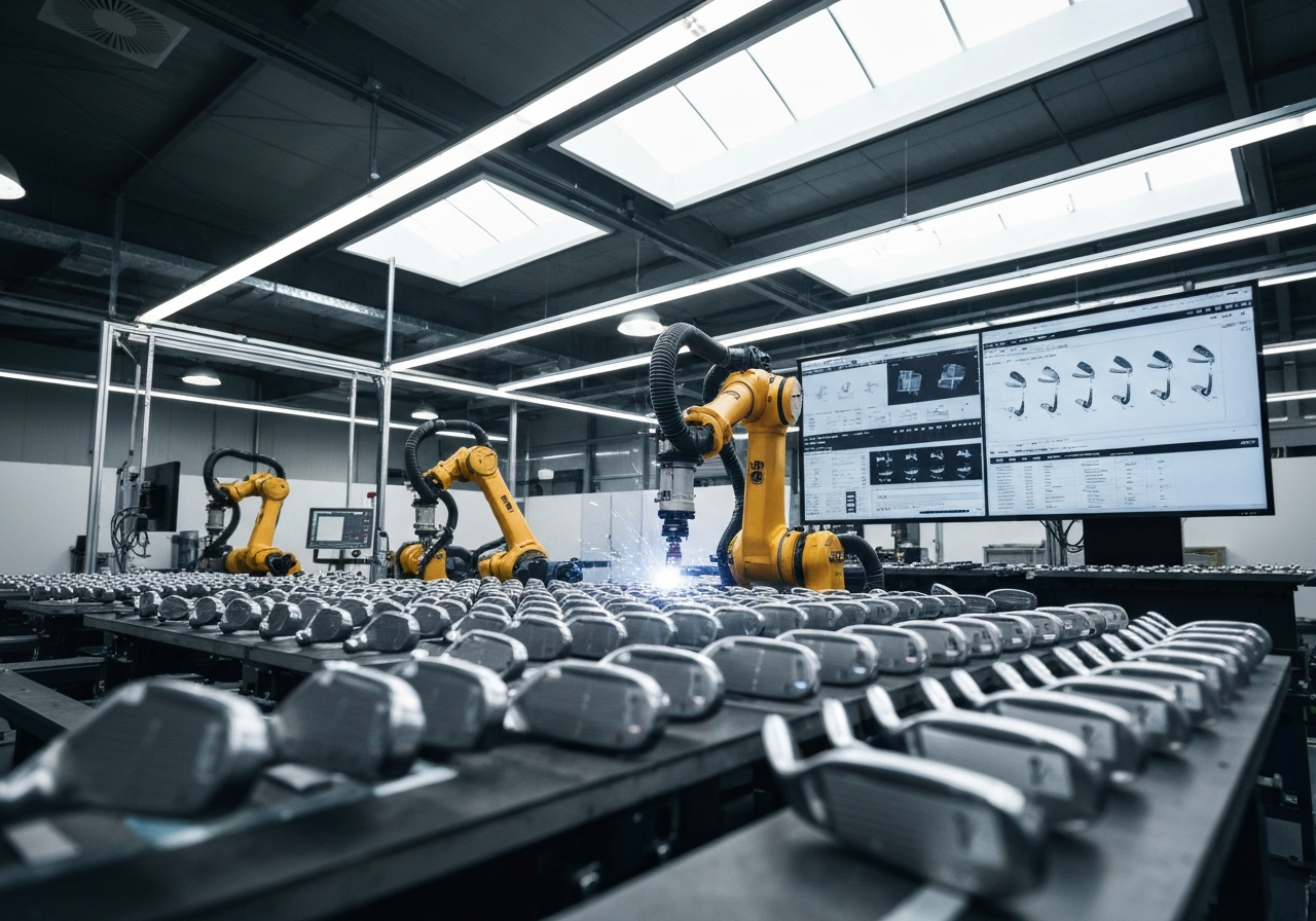 Where Are TaylorMade Irons Manufactured? (2026) â Inside the Global Production Process 2 Robotic welding and AI design in TaylorMade factory