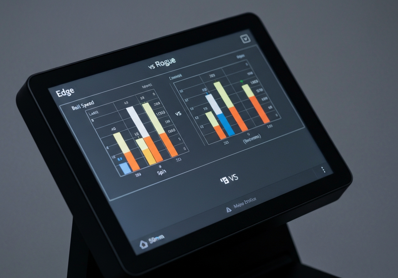 Launch monitor comparison of Callaway Edge and Rogue irons ball speed and launch angle