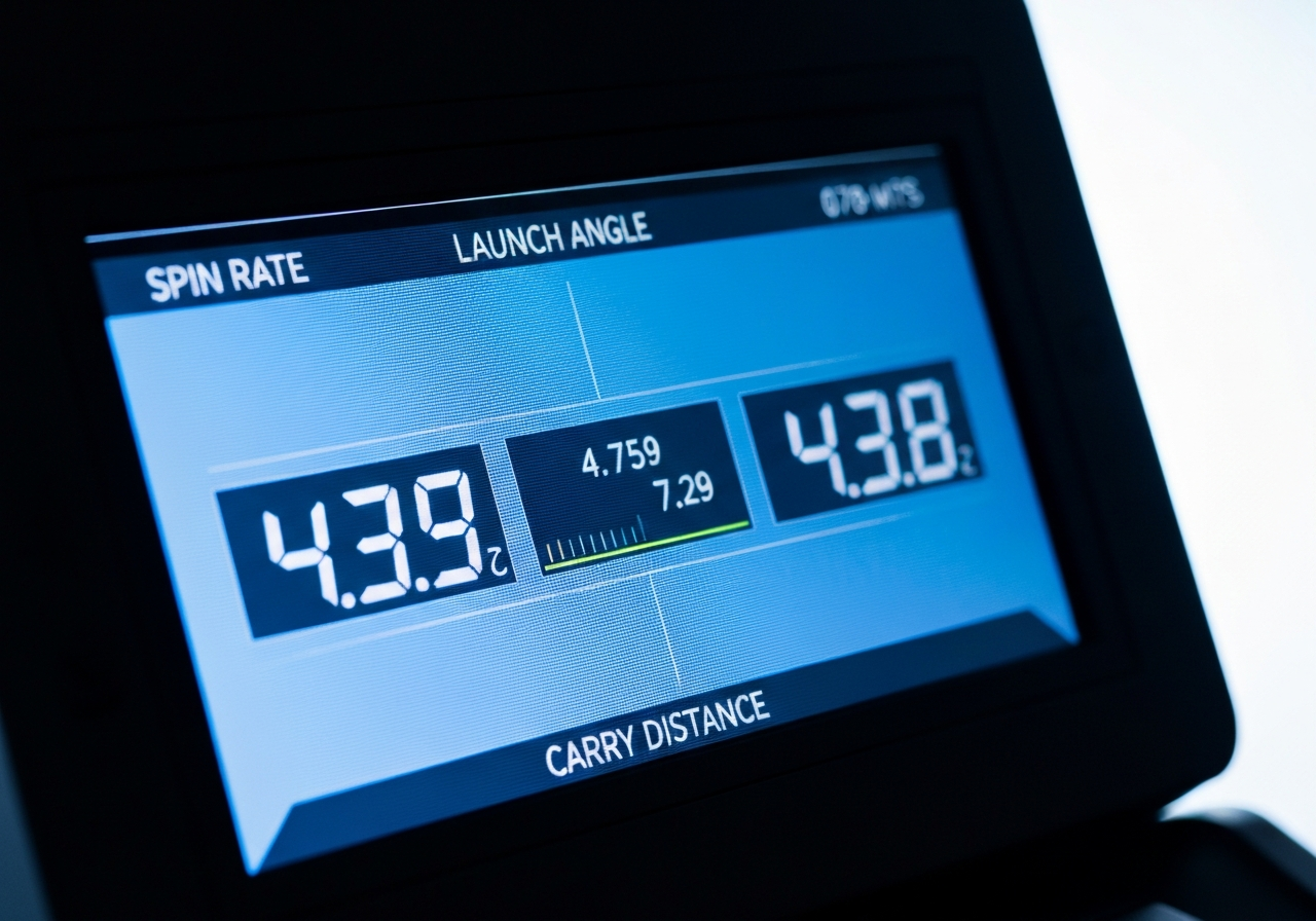 Launch monitor readout showing changes in spin and launch after driver adjustment