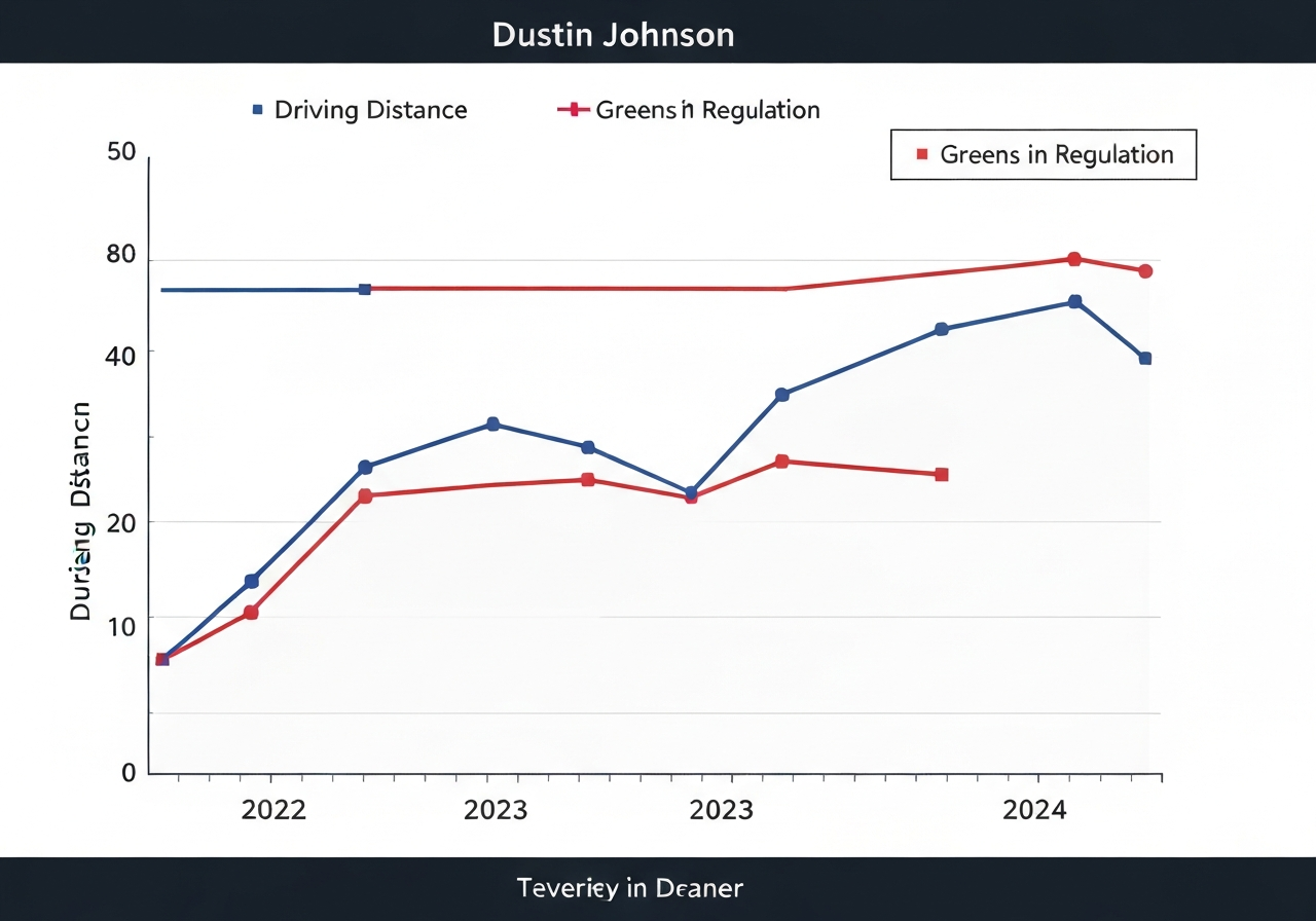 Dustin Johnson driving distance and GIR trend 2022-2024