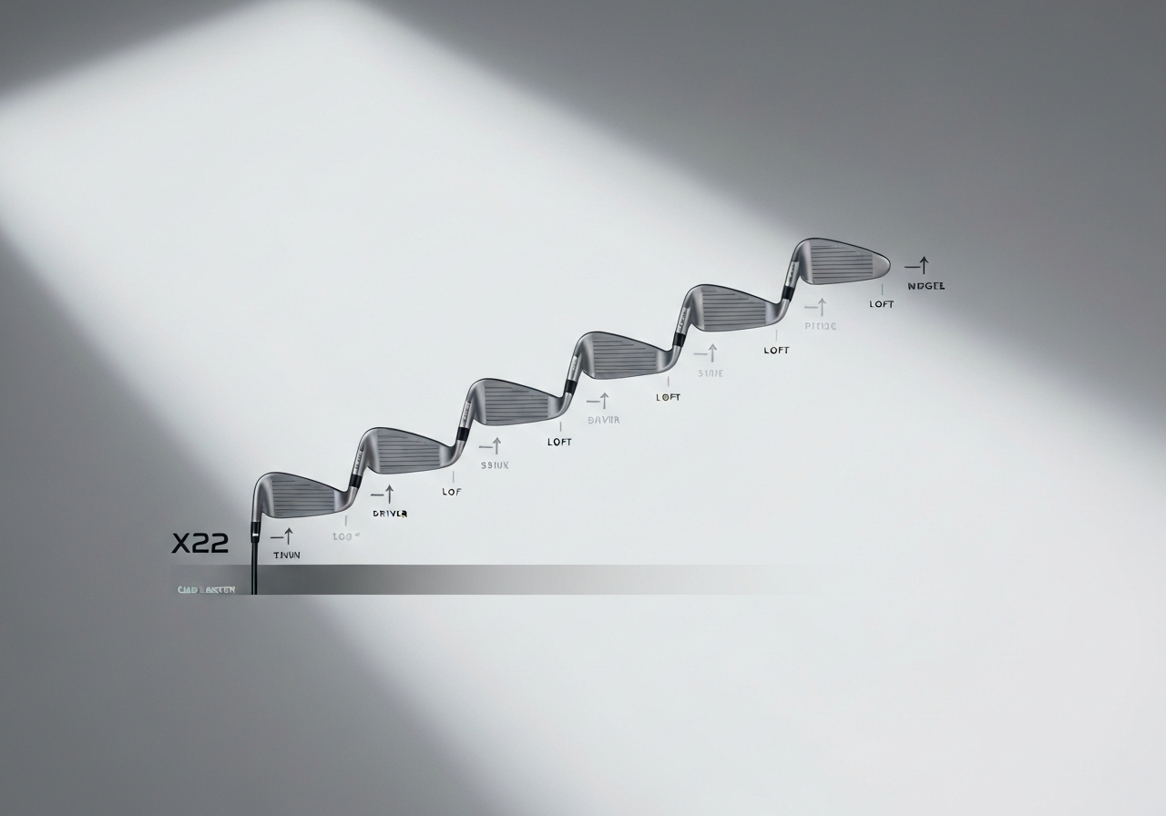 Diagram showing standard lofts for Callaway X22 irons from 3âiron to pitching wedge