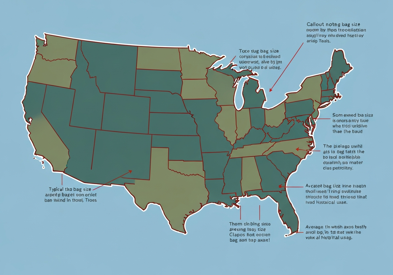Regional variation in Instacart bag sizes across the US