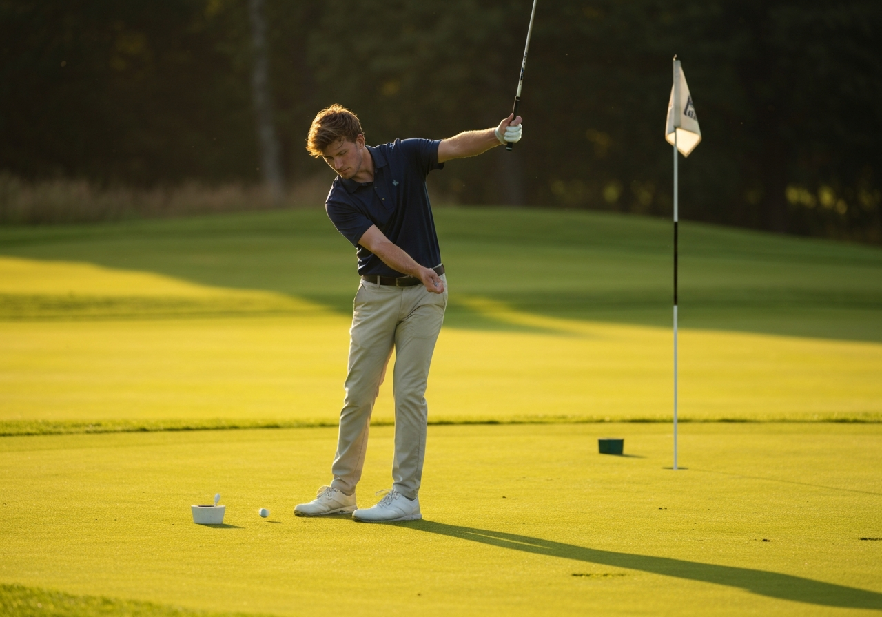 What Degree Is a Callaway X20 Pitching Wedge? Full Details (2026) 2 Golfer practicing pitch shot with pitching wedge on green