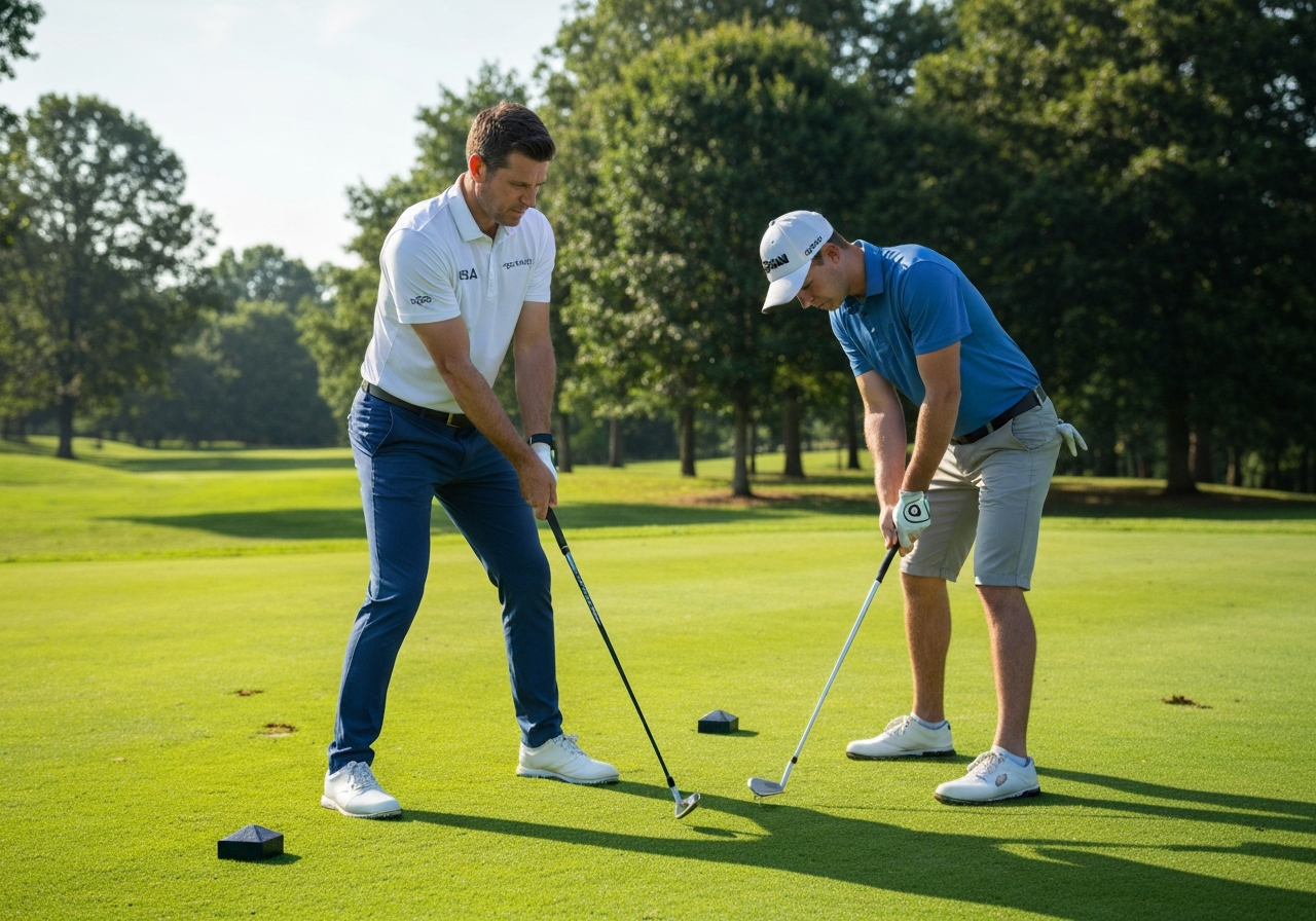 PGA coach providing instruction at TaylorMade Kingdom indoor studio