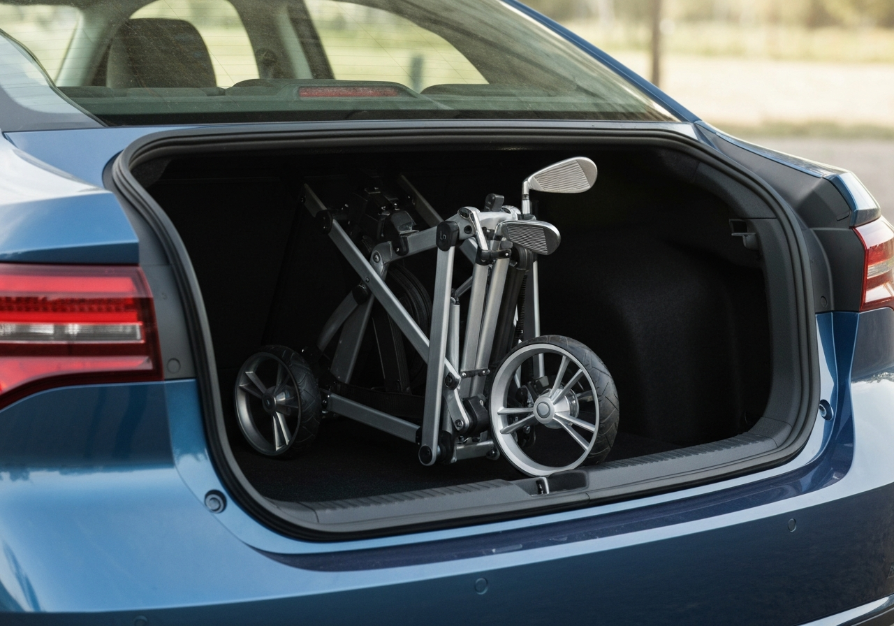 Powerbug Lithium Golf Trolley Review 2026: Long-Lasting Power, Performance & Value 2 Powerbug trolley folded for storage